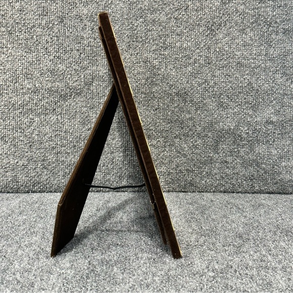 Vintage solid brass 8x10 photo frame raised diagonal lines brown velvet back - Picture 8 of 11